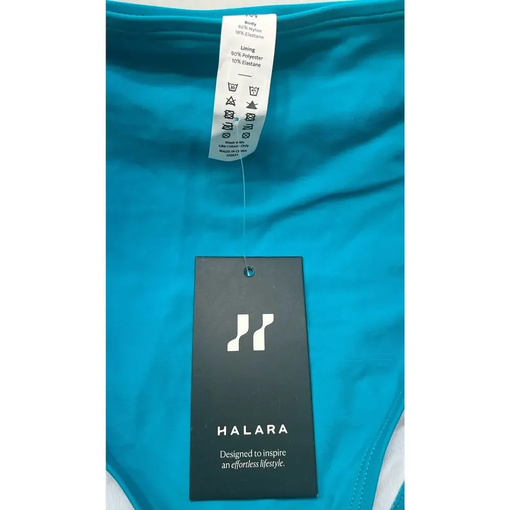 NWT Halara Bikini Bottom Swimsuit SIZE M elegant high‎ waisted teal turquoise